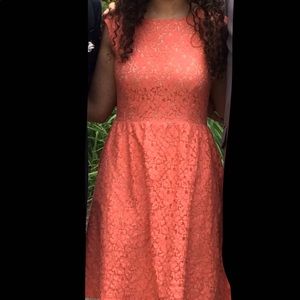 Orange Floral Lace Dress